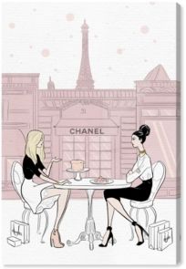 Cafe Shopping Friend Blush Canvas Art - 24" x 16" x 1.5"