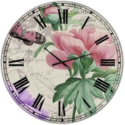 Vintage-Inspired Flowers Ii Large Cottage Wall Clock - 36" x 28" x 1"