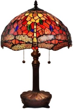 Tiffany Style 2-Light Dragonfly Table Lamp