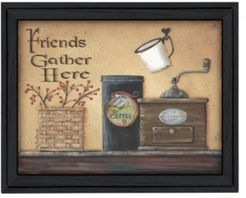 Friends Gather Here By Pam Britton, Printed Wall Art, Ready to hang, Black Frame, 19" x 15"