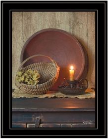 The Red Basket by Susie Boyer, Ready to hang Framed Print, Black Frame, 19" x 15"