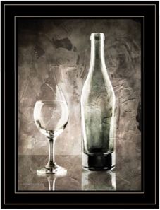 Moody Gray Wine Glass Still Life by Bluebird Barn, Ready to hang Framed Print, Black Frame, 15" x 19"