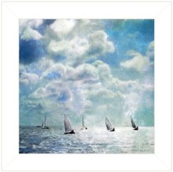 Sailing White Waters by Bluebird Barn Group, Ready to hang Framed Print, White Frame, 15" x 15"