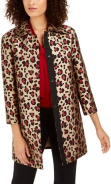 Animal-Print Trapeze Topper Jacket