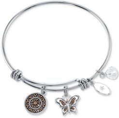 Granddaughter Charm Bangle Bracelet in Two-Tone Stainless Steel