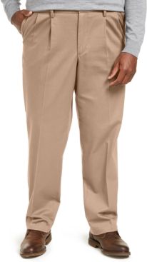 Big & Tall Signature Lux Cotton Classic Fit Pleated Creased Stretch Khaki Pants