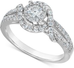 Diamond Swirl Engagement Ring (3/4 ct. t.w.) in 14k White Gold