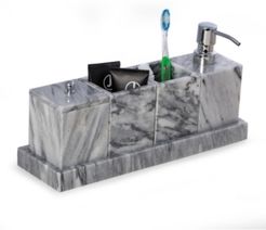 Vanity 5 Piece Marble Cloud Set with 2 Tumblers, 1 Canister with Lid, 1 Dispenser and 1 Tray