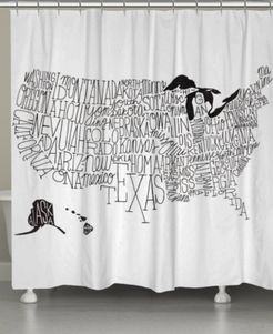 Hand Lettered Us Map Shower Curtain Bedding