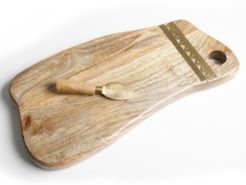 Wood Serving Board with metal trim and cheese knife, Created for Macy's
