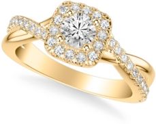 Diamond Halo Engagement Ring (7/8 ct. t.w.) in 14k White, Yellow or Rose Gold