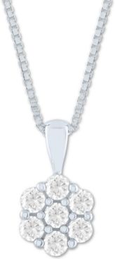 Lab-Created Diamond Cluster 18" Pendant Necklace (1/2 ct. t.w.) in Sterling Silver