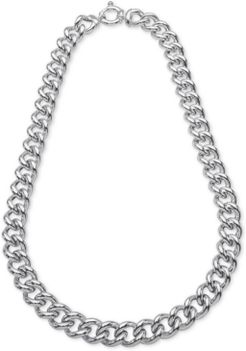 Heavy Curb Link 18" Chain Necklace in Sterling Silver, Created for Macy's