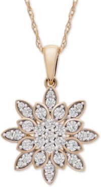 Diamond Cluster 20" Pendant Necklace (1/2 ct. t.w.) in 14k Gold, Created for Macy's