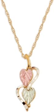 Hearts and Leaves Pendant in 10k Yellow Gold with 12k Rose and Green Gold