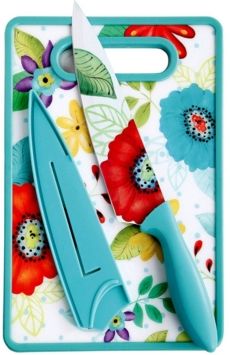 Jordana Chef Knife with Sheath and Cutting Board in Floral Pattern