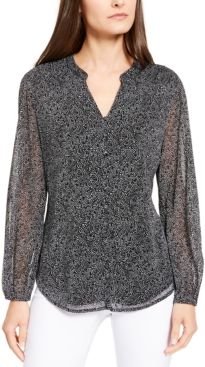 Printed Mesh-Sleeve Top, Created for Macy's