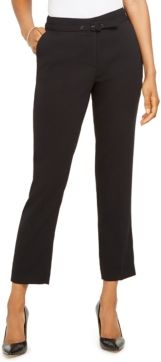 Belted Straight-Leg Ankle Dress Pants