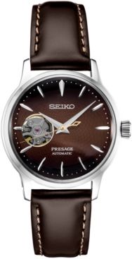 Presage Automatic Brown Leather Strap Watch 33.8mm