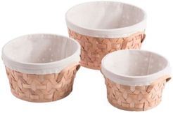 Wooden Round Display Basket Bins, Set of 3