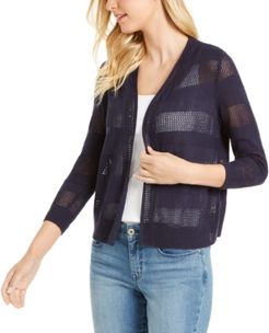Striped Pointelle Cardigan Sweater, Created for Macy's