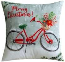 Christmas Bike Decorative Pillow, 16" x 12"