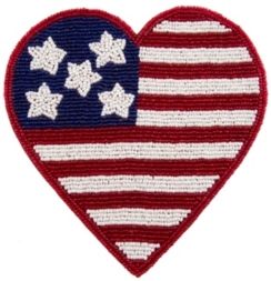 Beaded Flag Heart Trivet
