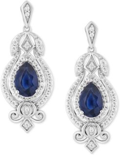 Enchanted Disney Sapphire (1 ct. t.w.) & Diamond (1/4 ct. t.w.) Cinderella Drop Earrings in 14k White Gold