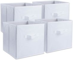 Non-woven Polypropylene Cube Solid White Square Set of 4