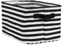 Polyethylene Coated Herringbone Woven Cotton Laundry Bin Stripe Rectangle Small Set of 2