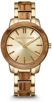 Reclaimed From Zebrawood Paired with Gold-Tone Stainless Steel Bracelet Watch 36mm
