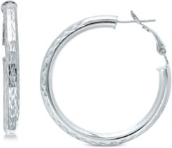 Medium Patterned Hoop Earrings in Sterling Silver, 40mm, Created for Macy's