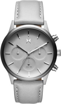 Chronograph Duet Gray Leather Strap Watch 38mm
