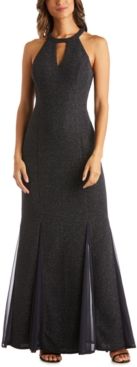 Glitter-Knit Teardrop Petite Gown