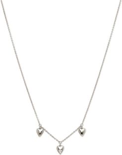 Silver-Tone Cubic Zirconia Triple-Heart Collar Necklace, 16" + 1" extender