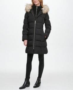 Fleece-Lined Faux-Fur-Trim Hooded Puffer Coat, Created for Macy's