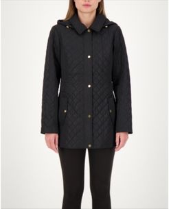 Petite Hooded Water-Resistant Quilted Coat, Created for Macy's