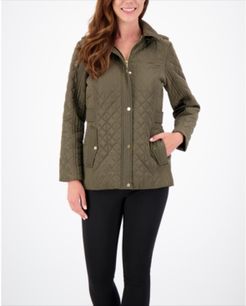 Petite Hooded Water-Resistant Quilted Coat, Created for Macy's