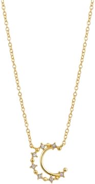 Crystal Moon Pendant Necklace in Gold-Flash, 16" + 2" extender
