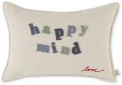 14" L x 20" W Happy Mind Embroidered Lumbar Pillow Bedding