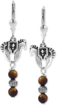 Tiger Eye Horse Drop Earrings in Sterling Silver