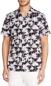 Slim-fit Performance Stretch Palm Tree Short Sleeve Camp Shirt and a Free Face Mask With Purchase