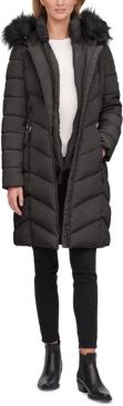 Petite Faux-Fur-Trim Hooded Puffer Coat, Created for Macy's