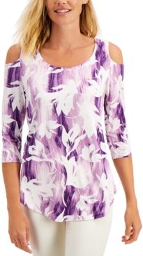 Cold-Shoulder 3/4-Sleeve Top, Created for Macy's