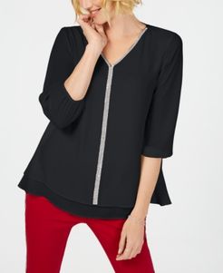 Petite Layered-Look Embellished Top, Created for Macy's