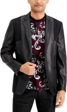 Inc Men's Faux Leather Pieced Blazer, Created for Macy's