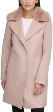 Faux-Fur-Collar Single-Breasted Coat, Created for Macy's