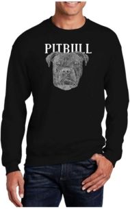 Big & Tall Men's Word Art Pitbull Face Crewneck Sweatshirt