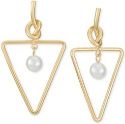 Gold-Tone Imitation Pearl Triangle Drop Earrings, Created for Macy's