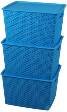 Vintiquewise Plastic Storage Container Box with Lid, Set of 3